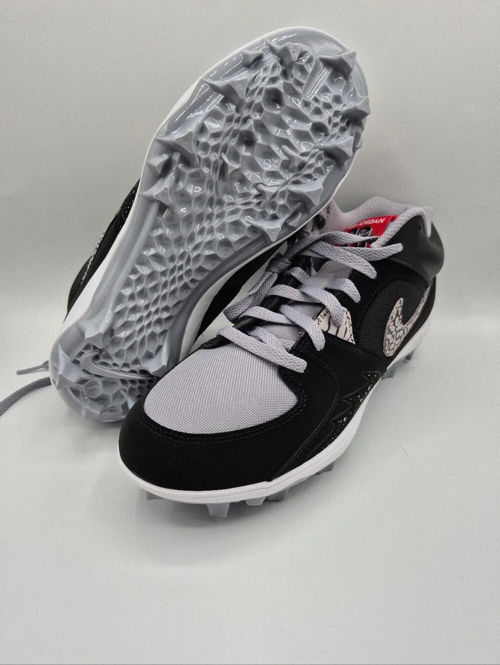 Mens Air Jordan Stadium 90 Low TD Black Cement Football Cleats HQ0210-060